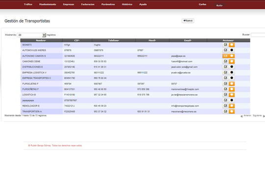 Ruvia Programa Software de Gestión de empresas de transporte y logística